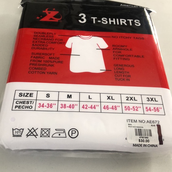 American Life NWT Men’s 3 T-Shirts White short sleeves size X-Large “46-48” - Picture 3 of 3